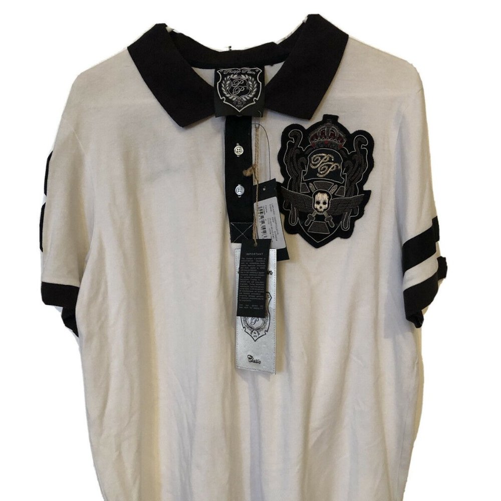 RARE NEW PHILIPP PLEIN POLO SHIRT DESTROYER LUXURY SWITZERLAND LORD 8 MENS XL